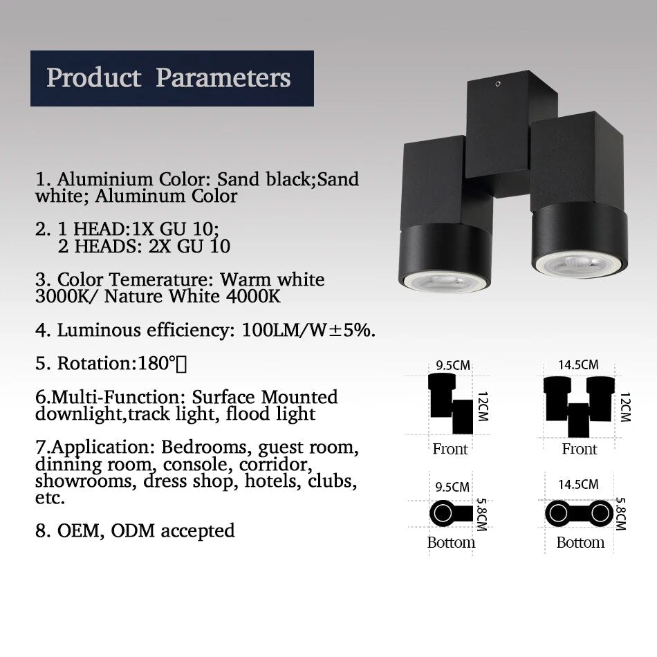 Spot moderne avec double LED en aluminium blanc