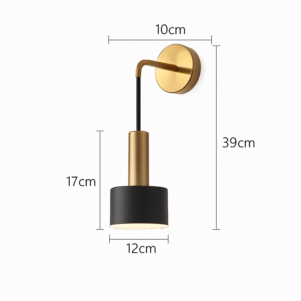 Applique murale LED design avec base doré et abat-jour métal Home