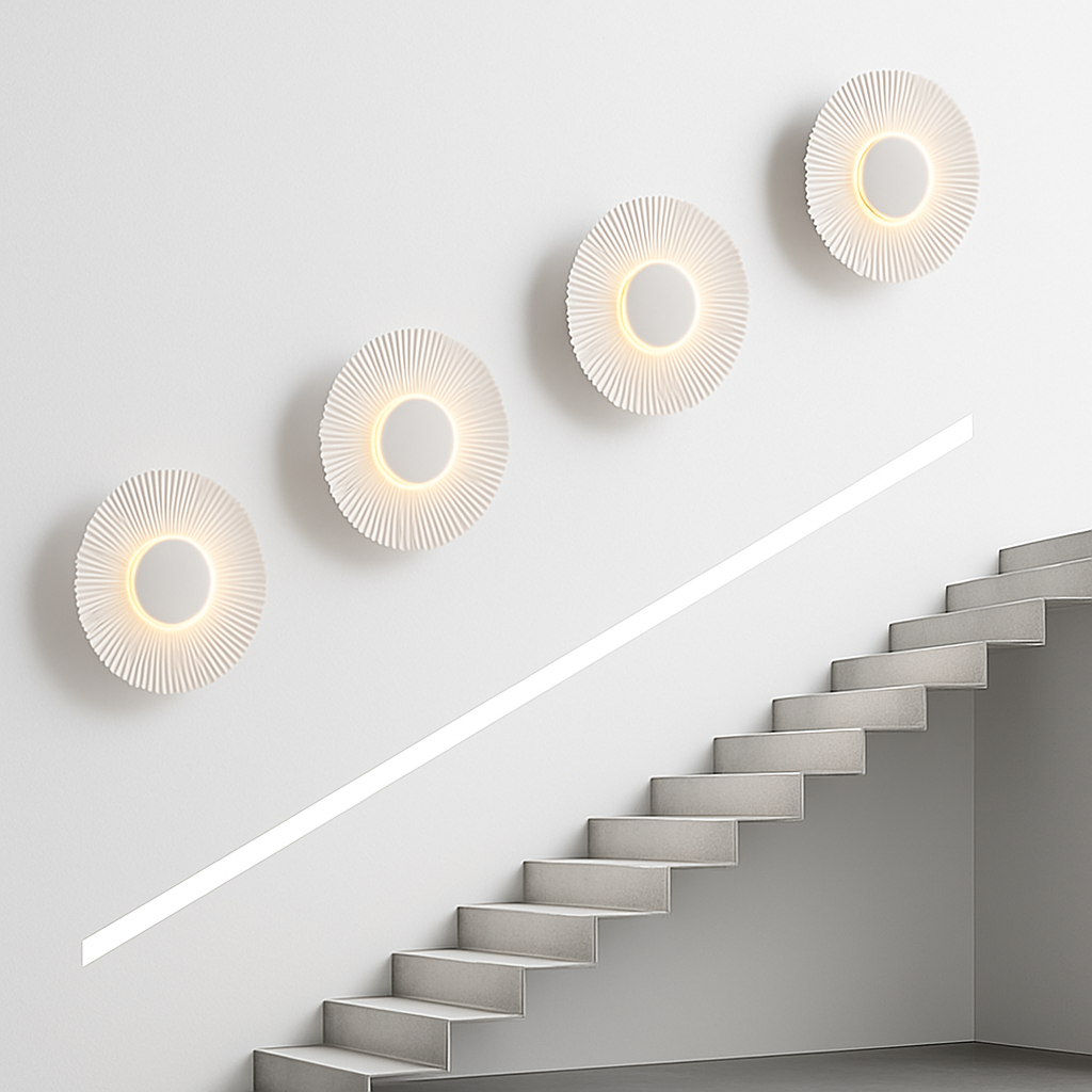 Applique murale moderne LED forme de soleil métallique Hasna