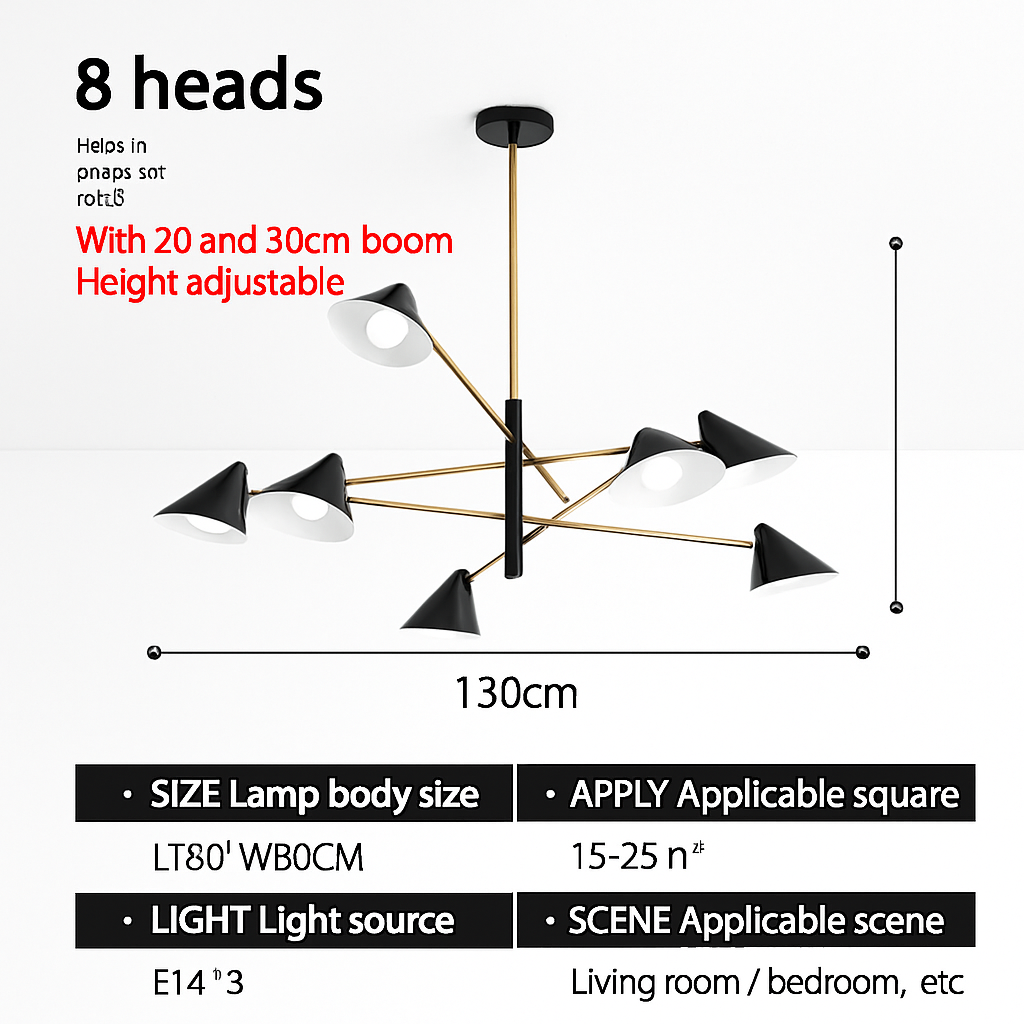 Lustre design à LED avec plusieurs abat-jours triangles style Loft