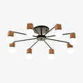 Plafonnier LED en bois et métal à une ou plusieurs lampes