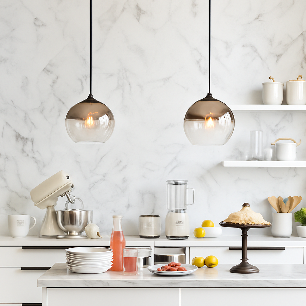 Suspension design LED en boule de verre Loft