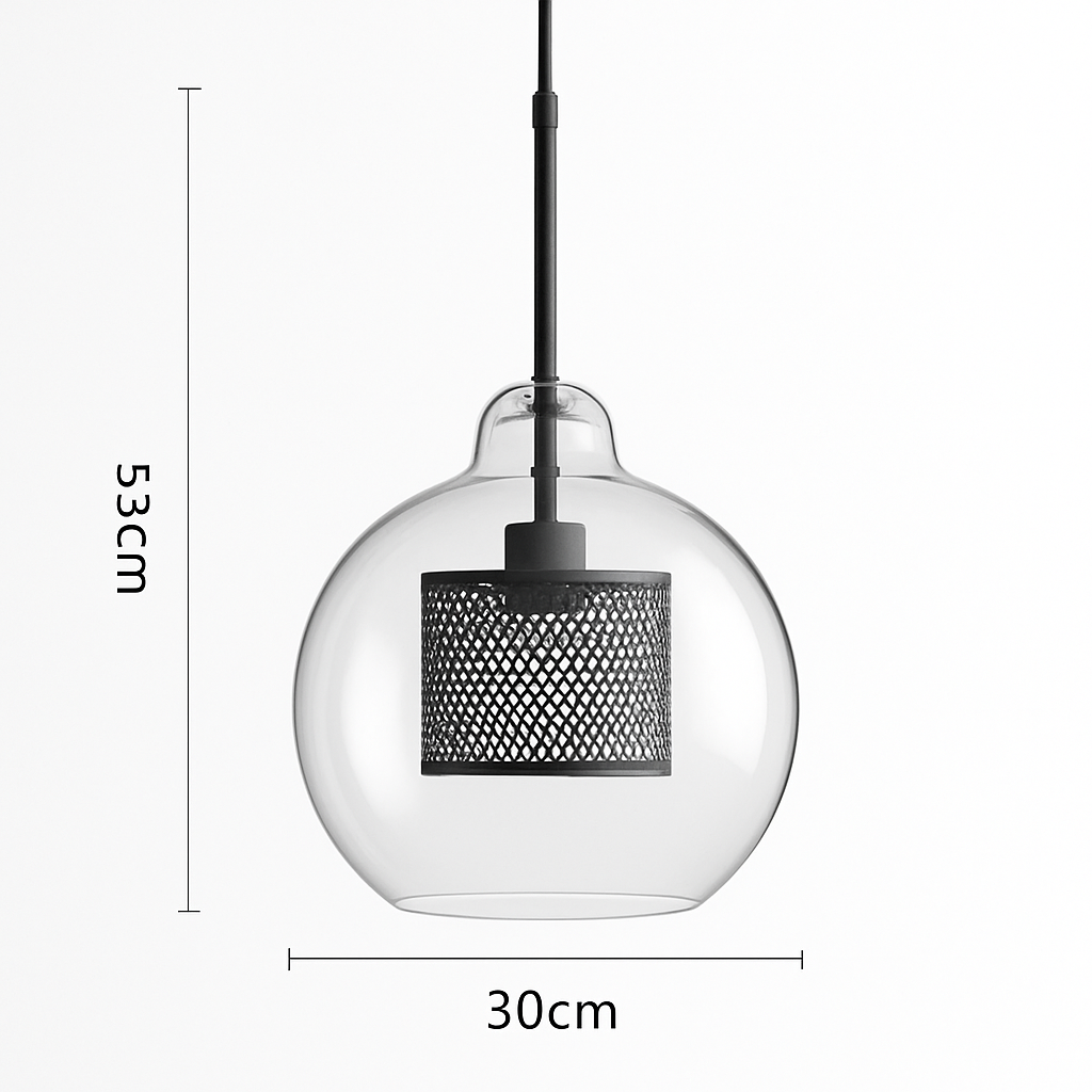 Suspension design LED en verre avec lampe doré